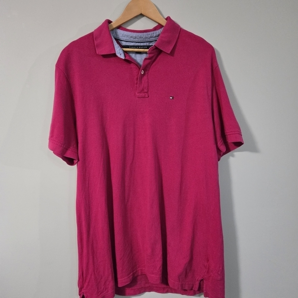 Tommy Hilfiger Men's Xl Pink Polo Short Sleeve Shirt